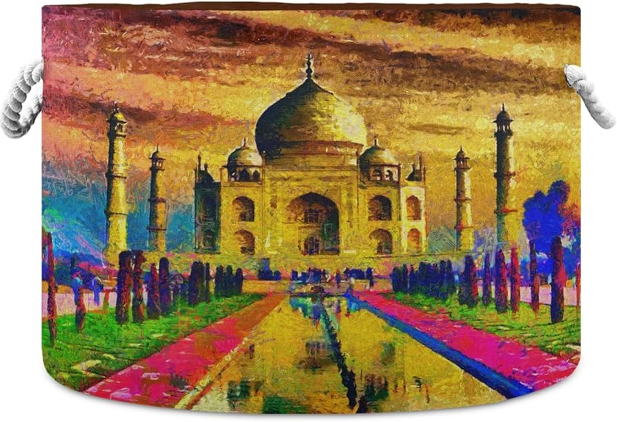 Amazon.com : visesunny Storage Basket Taj Mahal Palace Colorful ...