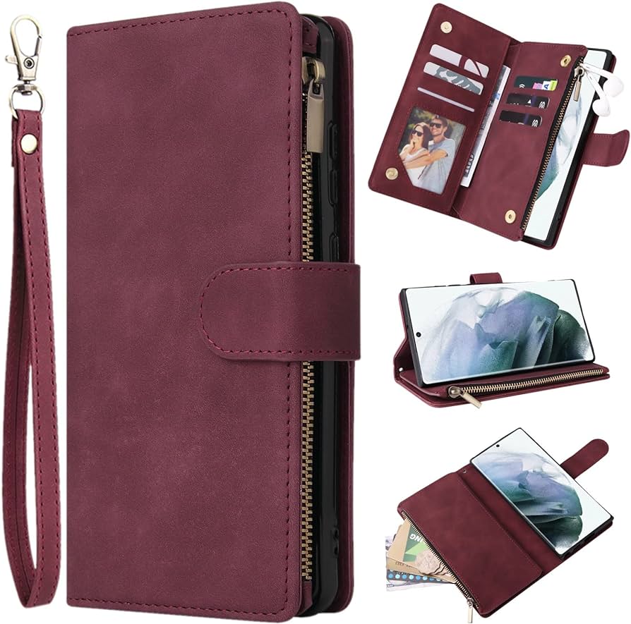 Amazon.com: ZZXX Samsung Galaxy S22 Ultra Case Wallet with Card ...