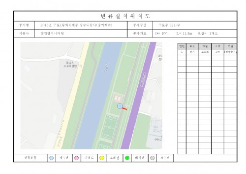 GIS 속성자료 수정(신설-76번:구로2동 621-8안양천)(위치도 및 속성자료표)