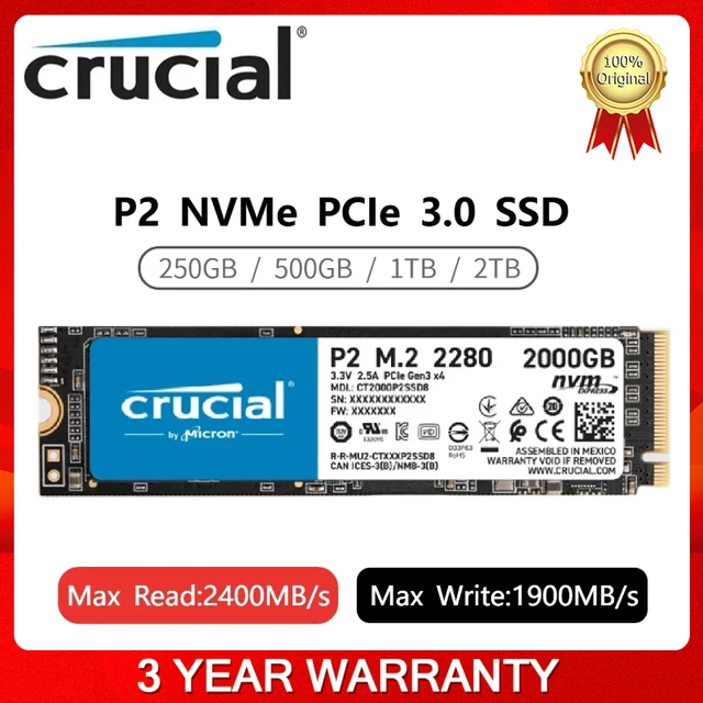 Original SSD Crucial P2 Micron 500GB 1TB 2TB SSD PCIe Gen3x4 M.2 ...