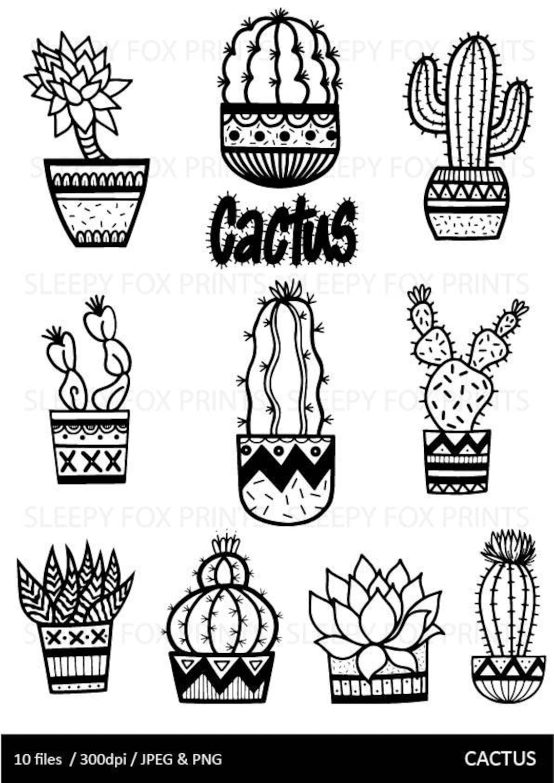 Cactus Clip Art Cactus Cute Cactushand Drawn Doodles - Etsy