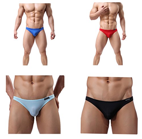 Buy Lovef Men Sexy Briefs Breathable Ice Silk Triangle Bikinis and ...