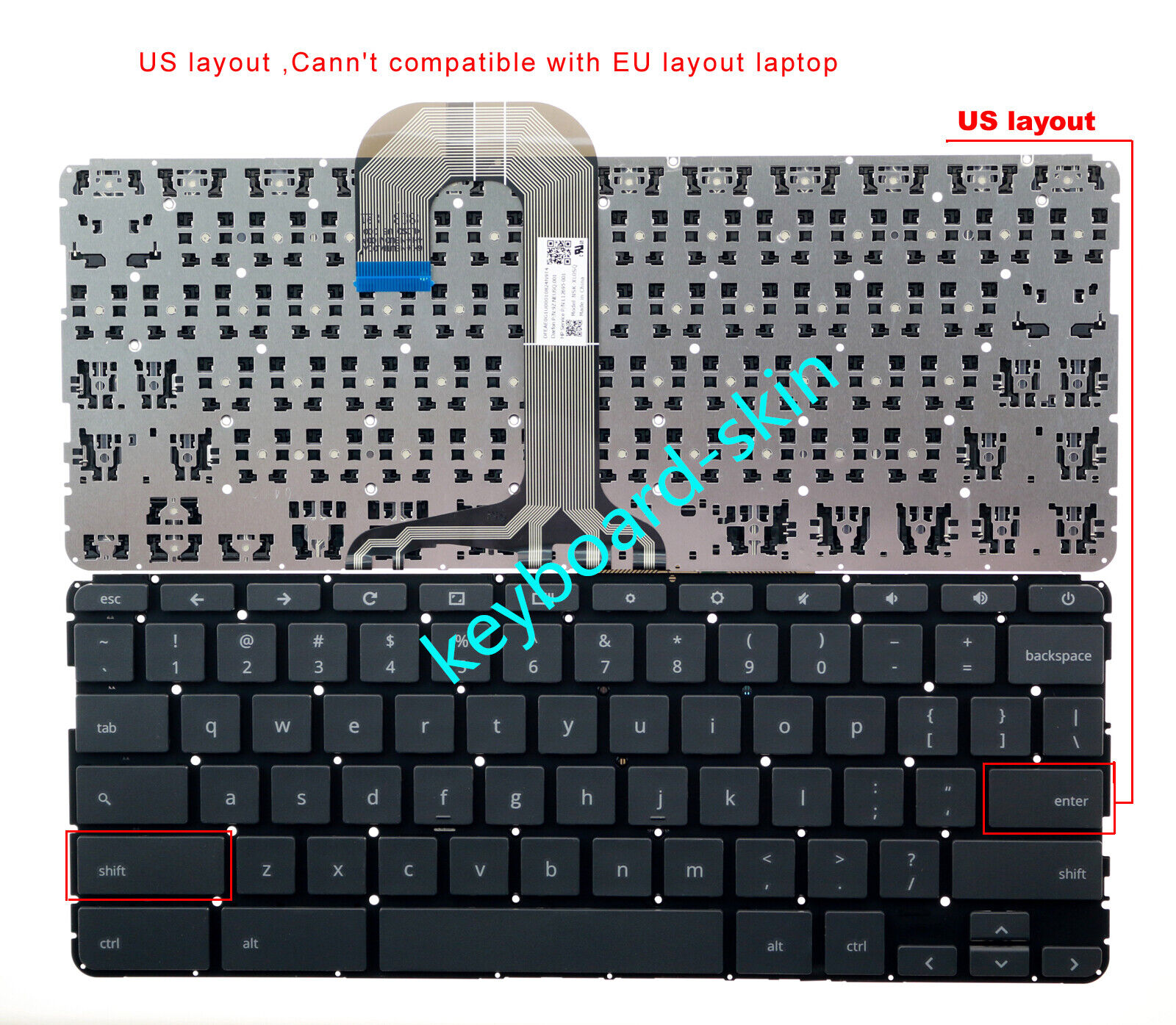 New for HP Chromebook 14-CA 14-CAxxx 14-CA040NR laptop US Keyboard ...