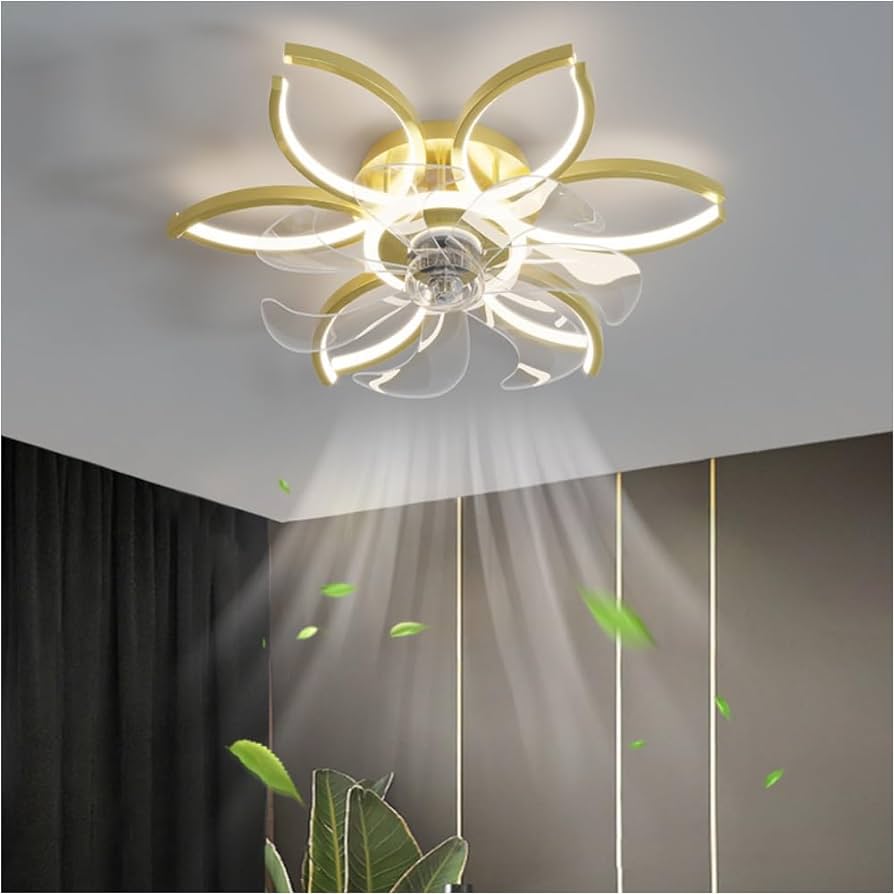 Gold/White/Black LED Quiet Ceiling Fan with Lighting Dimmable ...