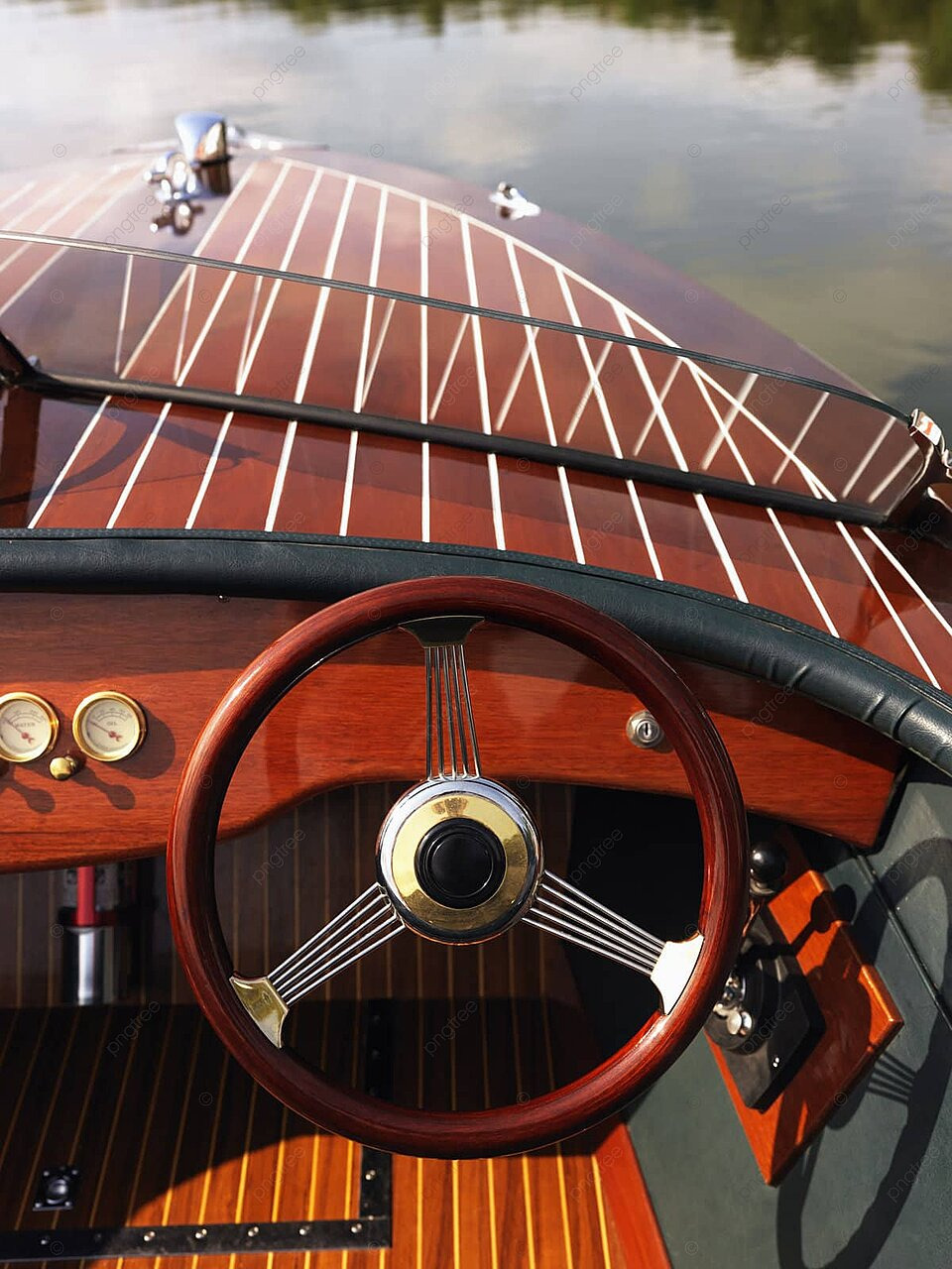 Steering Wheel On Boat Motorboat High Angle Steering Wheel Photo ...