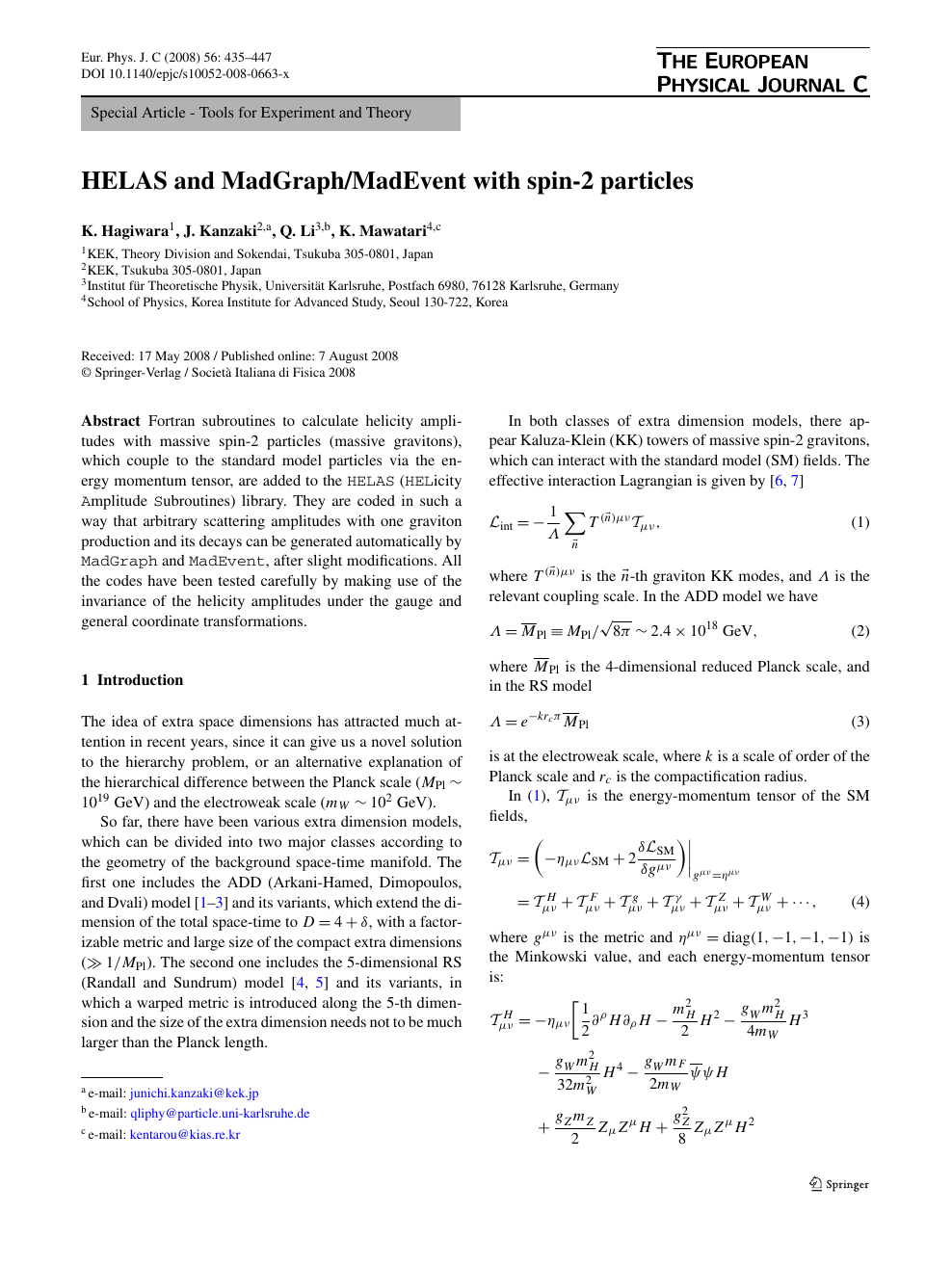 HELAS and MadGraph/MadEvent with spin-2 particles – topic of ...