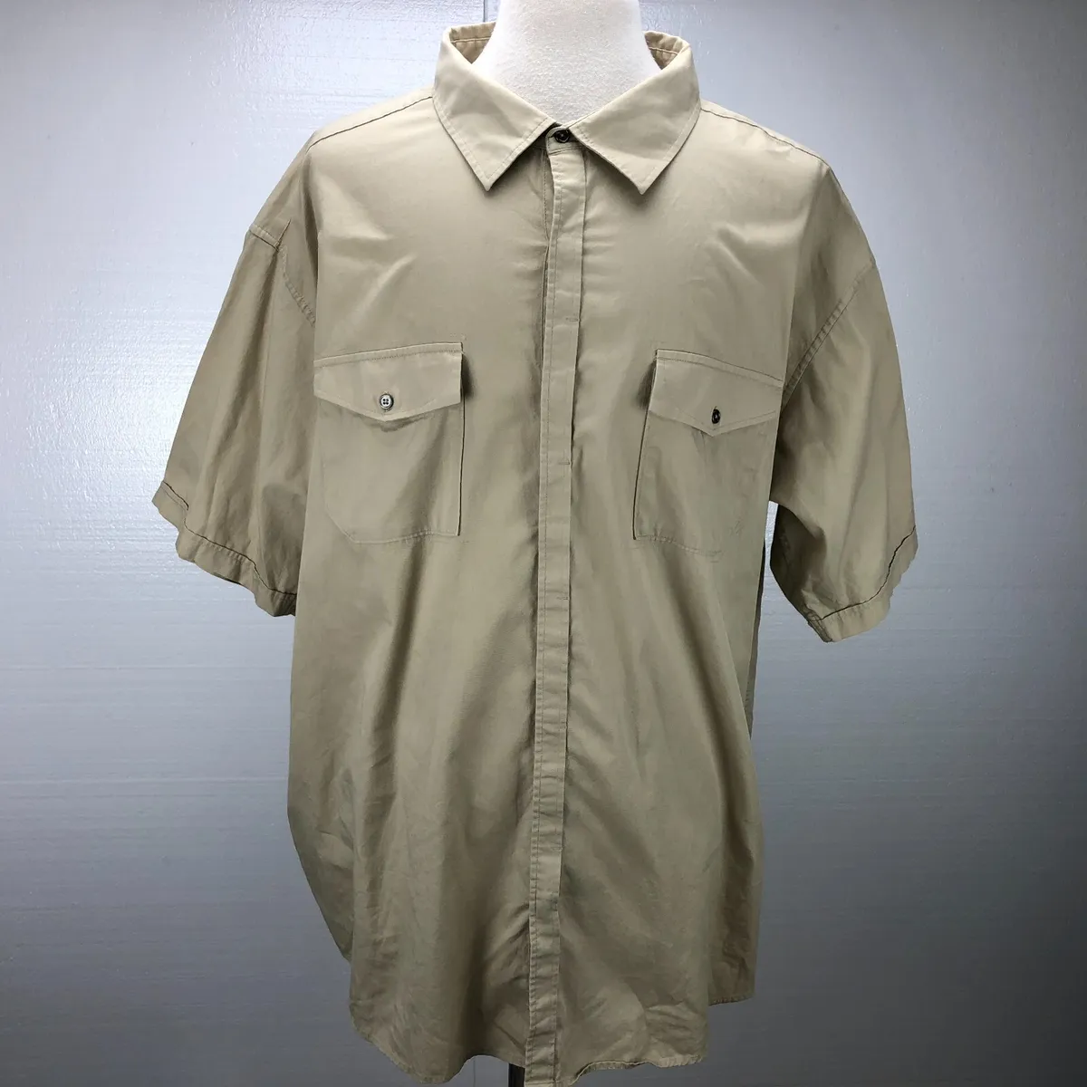 Sean John 4XB XXXXB Solid Beige Button Front Short Sleeve Casual ...