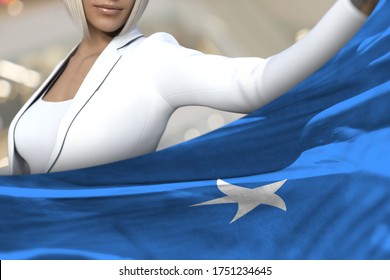 Sexy Business Lady Holding Somalia Flag Stock Illustration ...