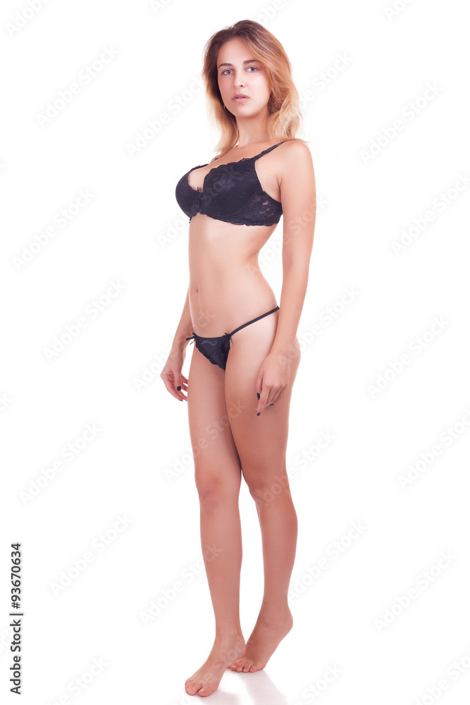 Sexy woman in underwear full body on white background Stock Photo ...