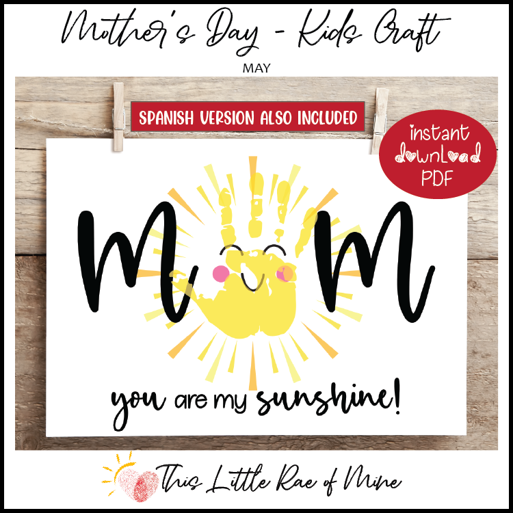 Mom - you are my sunshine - Handprint Art - gift for mom ...