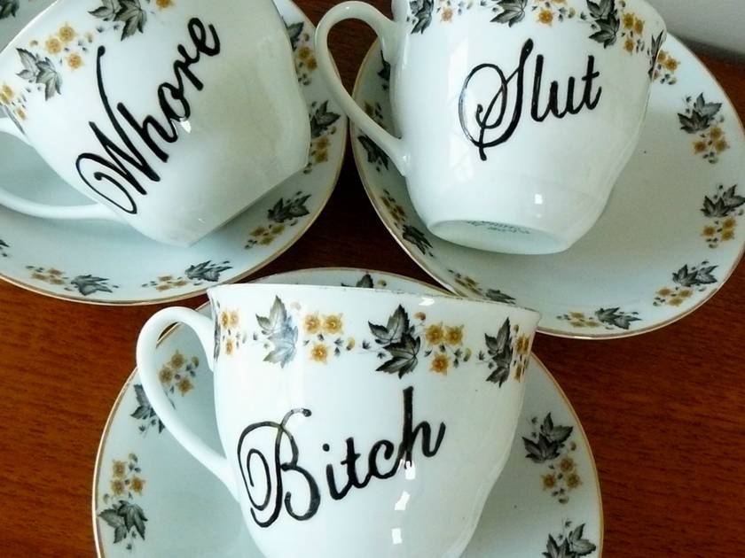 Bitch Slut Whore teaset | Felt