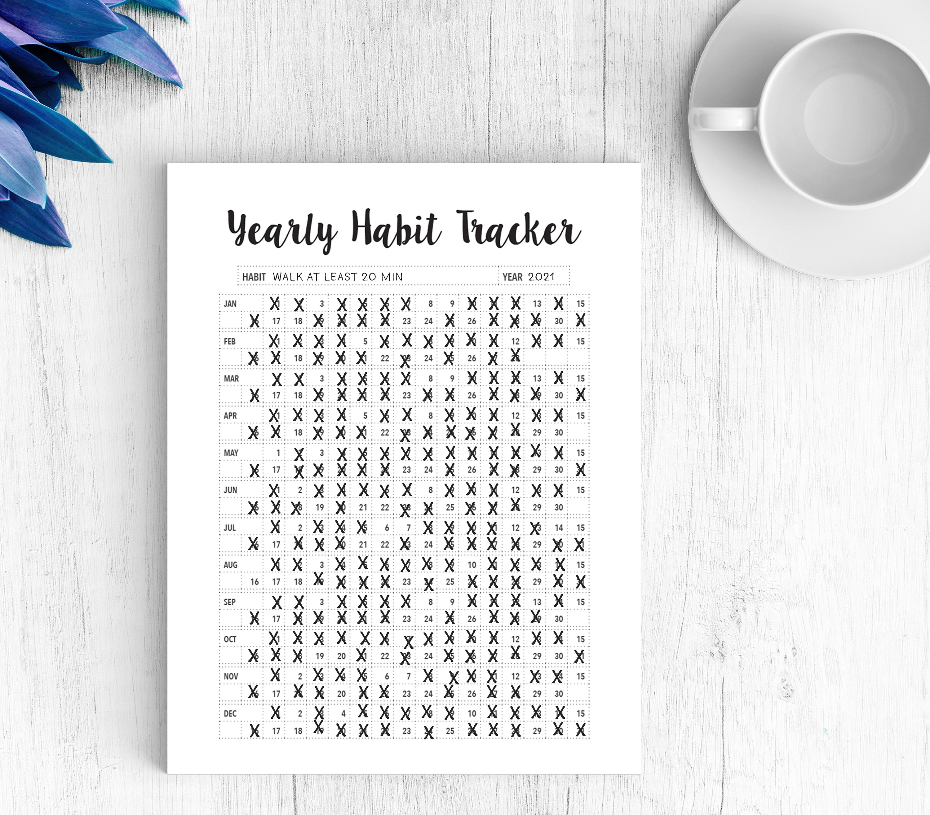 Printable Habit Tracker Monthly & Yearly Habit Tracking - Etsy