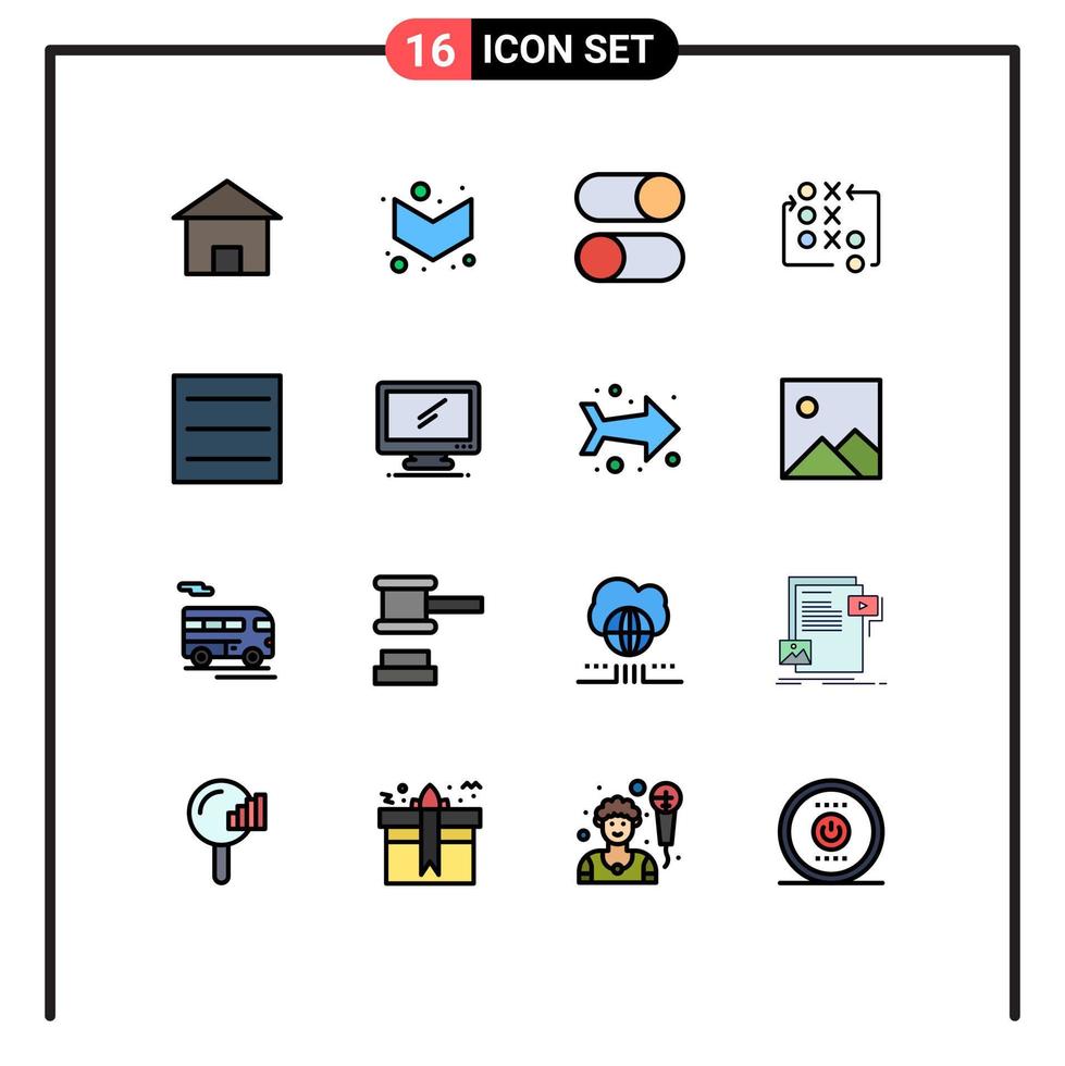 Universal Icon Symbols Group of 16 Modern Flat Color Filled Lines ...