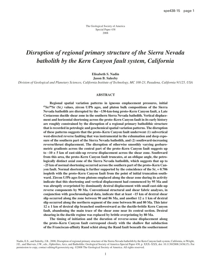 PDF) Disruption of regional primary structure of the Sierra Nevada ...