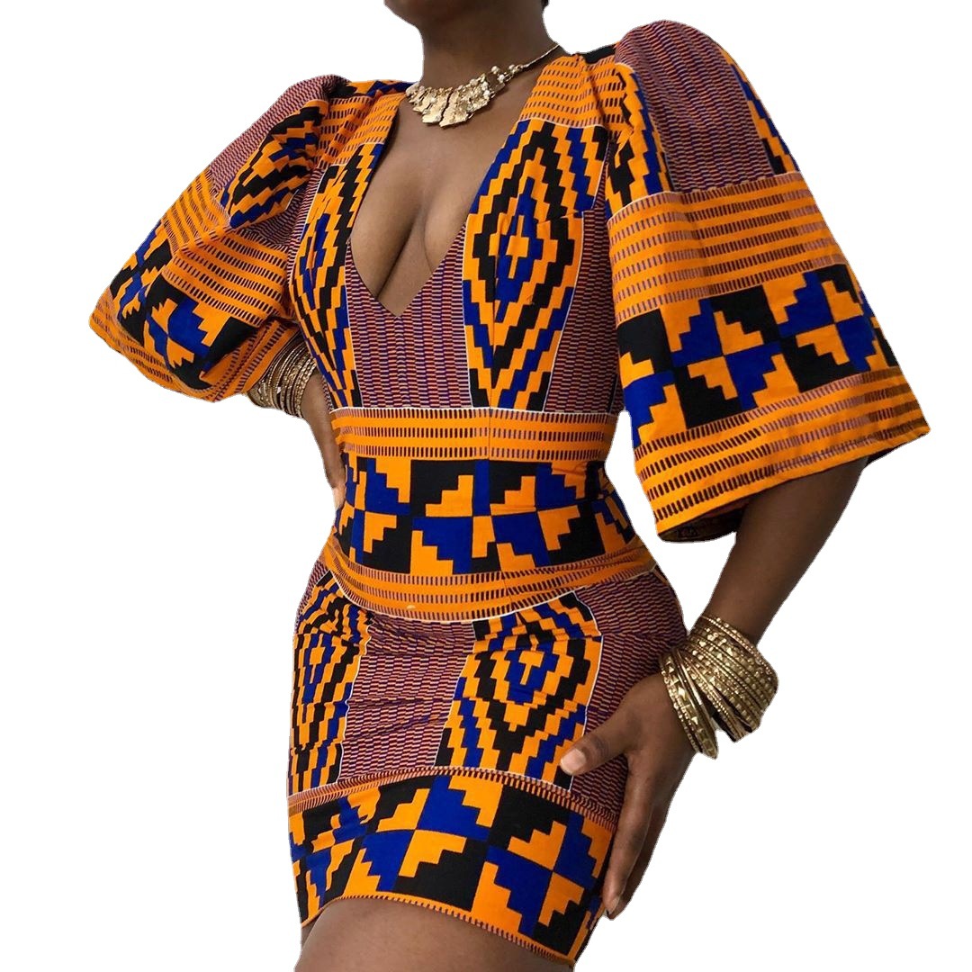 Source African Ankara Print Bodycon Dress Women African Clothes ...