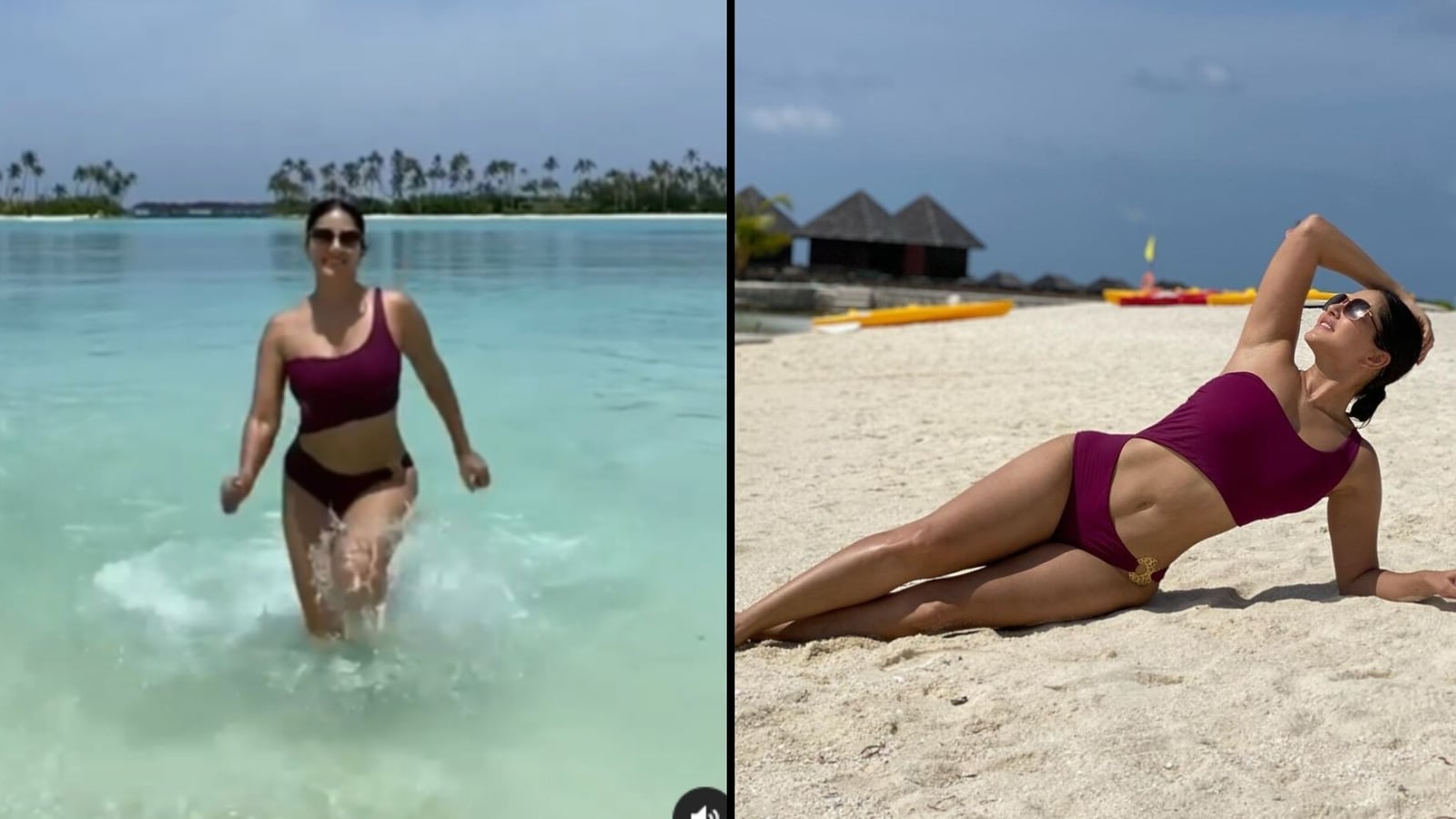 Sunny Leone does slo-mo run as she emerges from water, blows kiss ...