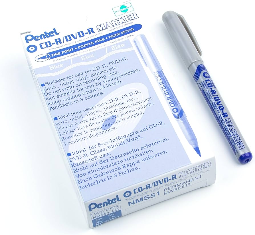 Amazon.com : Pentel Permanent Marker Pen for CD or DVD - Blue ...