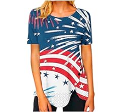 Amazon.com: Tops for Women Dressy Casual 4th of July O Neck ...