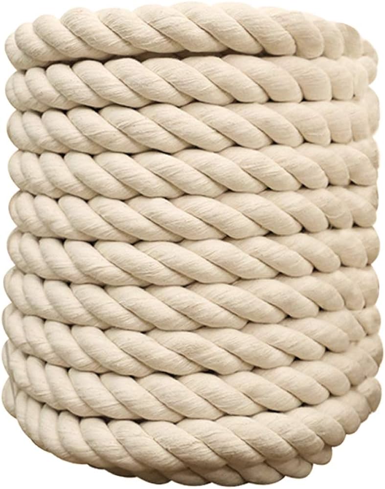 1/2 Inch x 100 Feet Natural Twisted Cotton Rope Strong Thick Soft ...