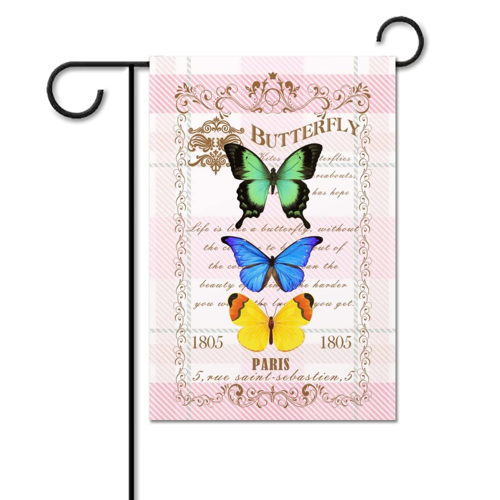 Amazon.com : Colorful Butterfly Yard Flag Butterfly Decor Welcome ...