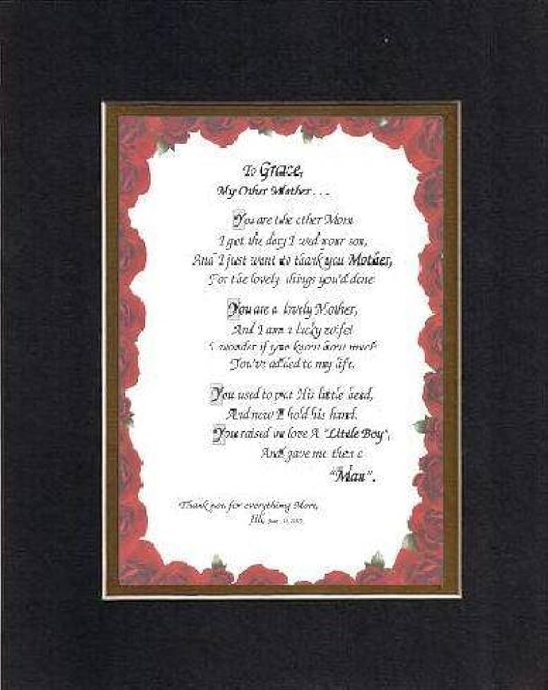 Amazon.com: Personalized Poem for Mother-in-Law from Daughter ...