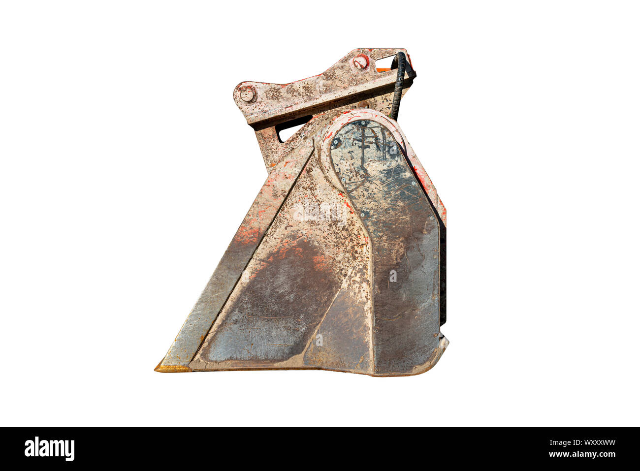 Shovel excavator in profile, isolated on a white background with a ...