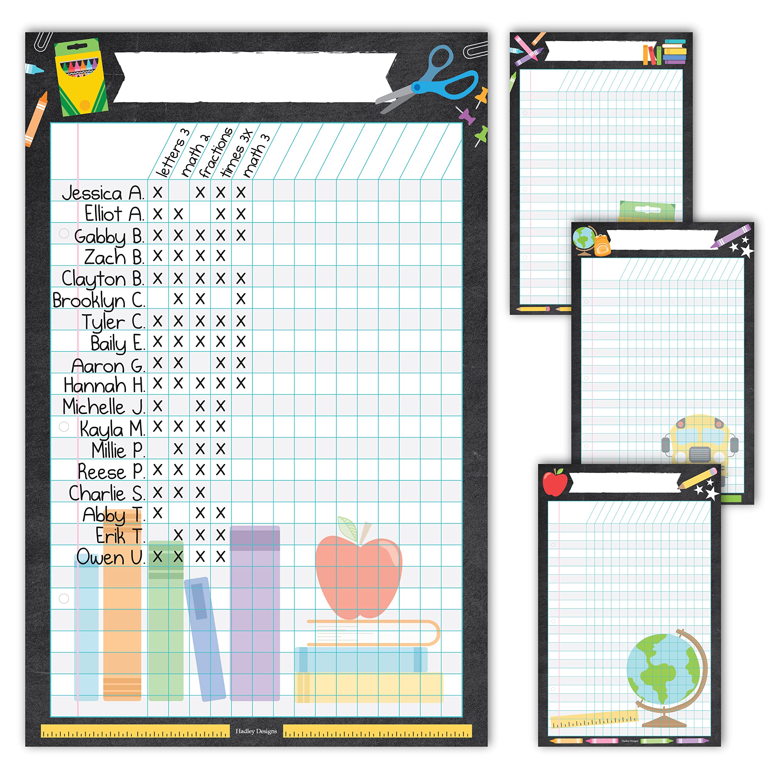 Amazon.com : 4 Colorful Chalk Data Charts Classroom Incentive ...