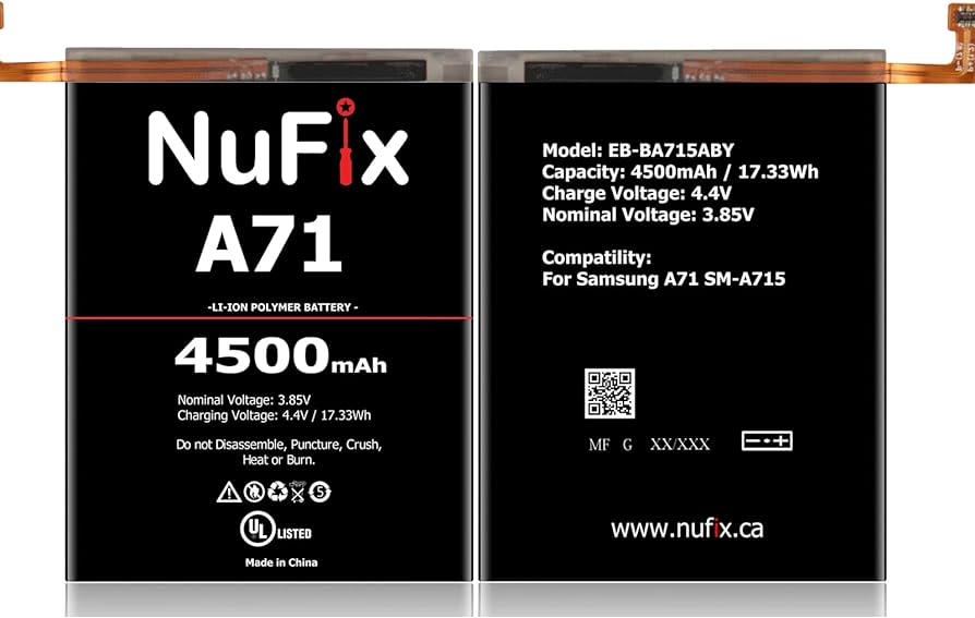 Amazon.com: Nufix Battery Replacement for Samsung A71 4500mAh ...