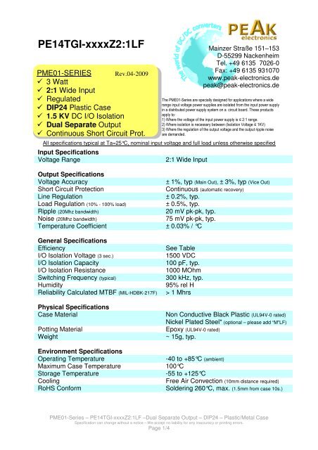 PE14TGI-xxxxZ2:1LF - PEAK electronics GmbH