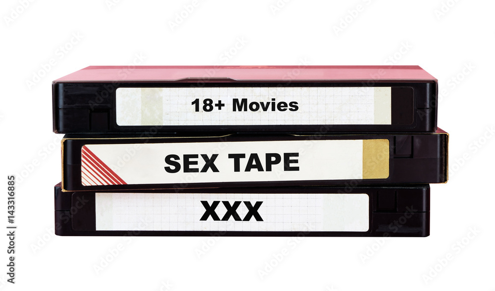 Video tape label with sexy XXX 18+ adult movie sex tape isolated ...