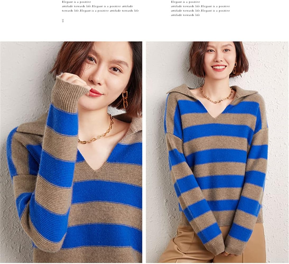 Pulcykp Autumn Winter Women Thickening Loose Cashmere Sweater V ...