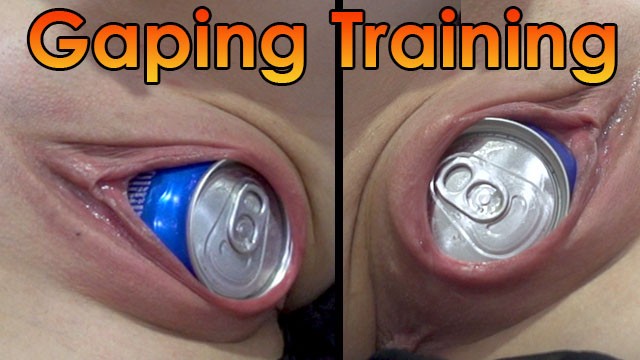 My Wife Trains Stretching her Pussy with Soda can and Coffee can ...