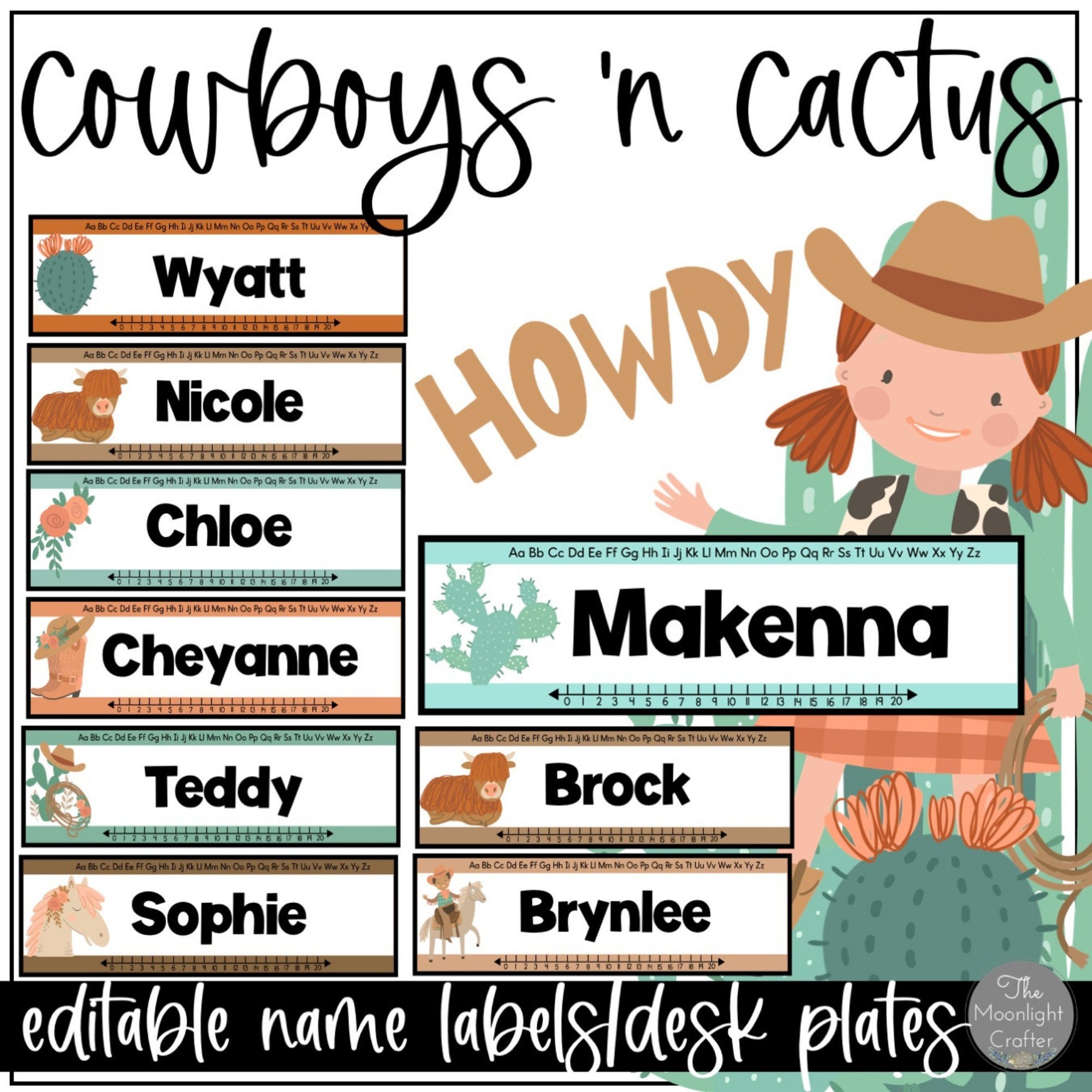 Cowboys and Cactus Western Themed Classroom Name Labels/desk - Etsy