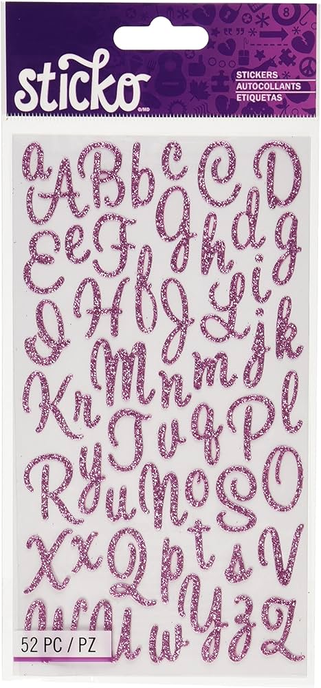 Amazon.com: Sticko Sweetheart Pink Script Alphabet Sticker