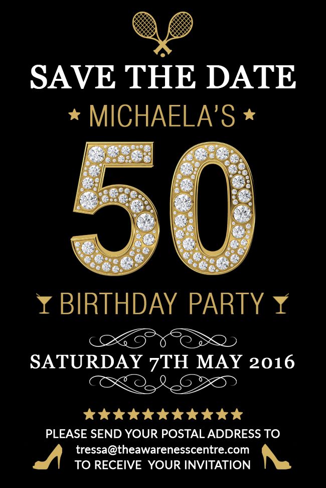 Save the date | Birthday template, 50th birthday, 50th birthday party