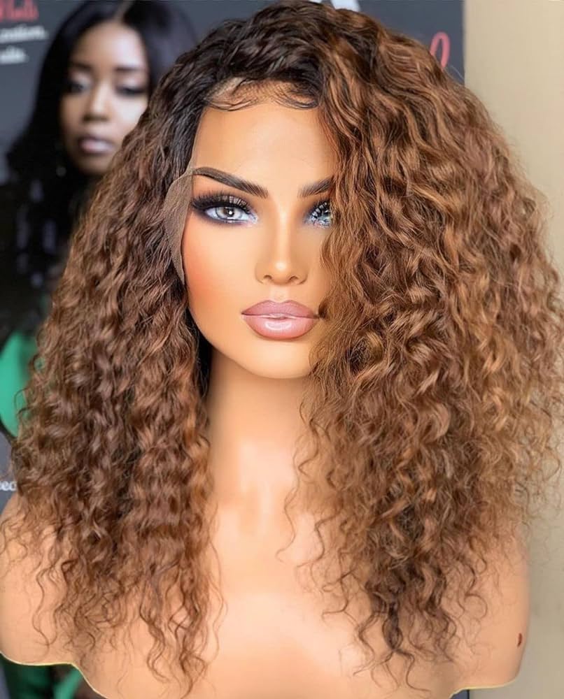 Amazon.com : YiXing Ombre Curly 13x4 Lace Front Human Hair Wigs ...