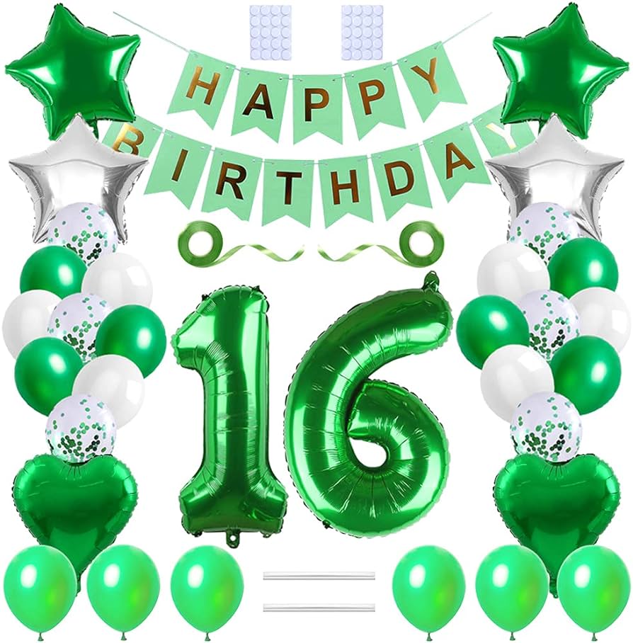 Amazon.com: Yijunmca 33pcs 16th Birthday Party Balloon Decorations ...