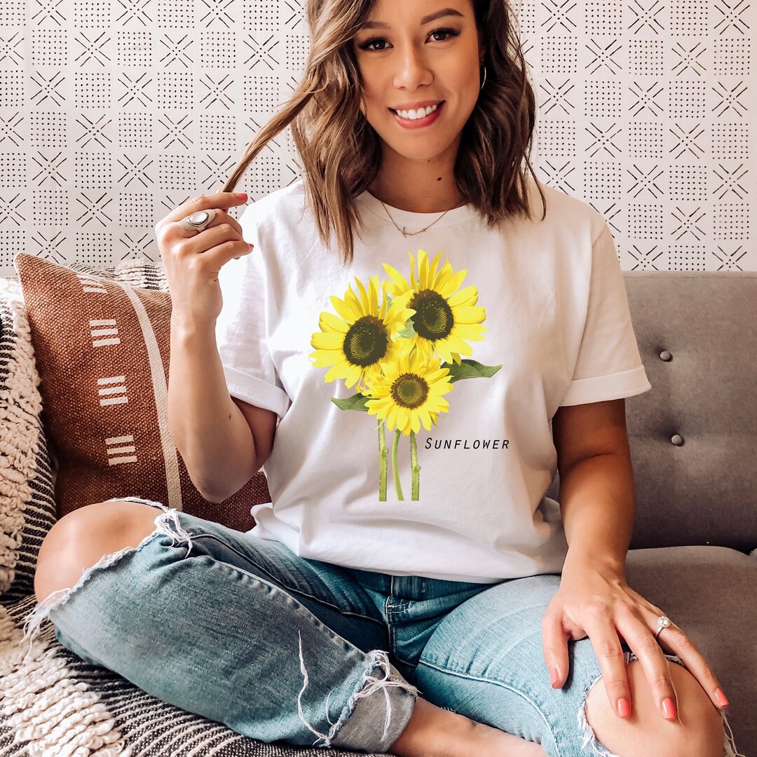 Sunflower Shirt Flower Shirt Botanical Shirt Gift for Her - Etsy