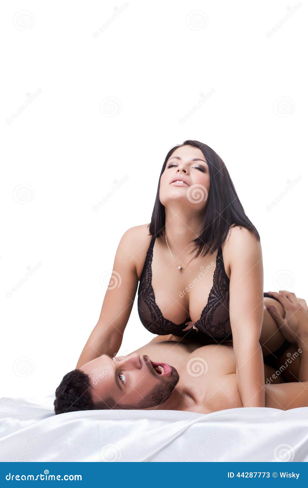 Excited Lovers Having Sex in Bed Isolated on White Stock Image ...