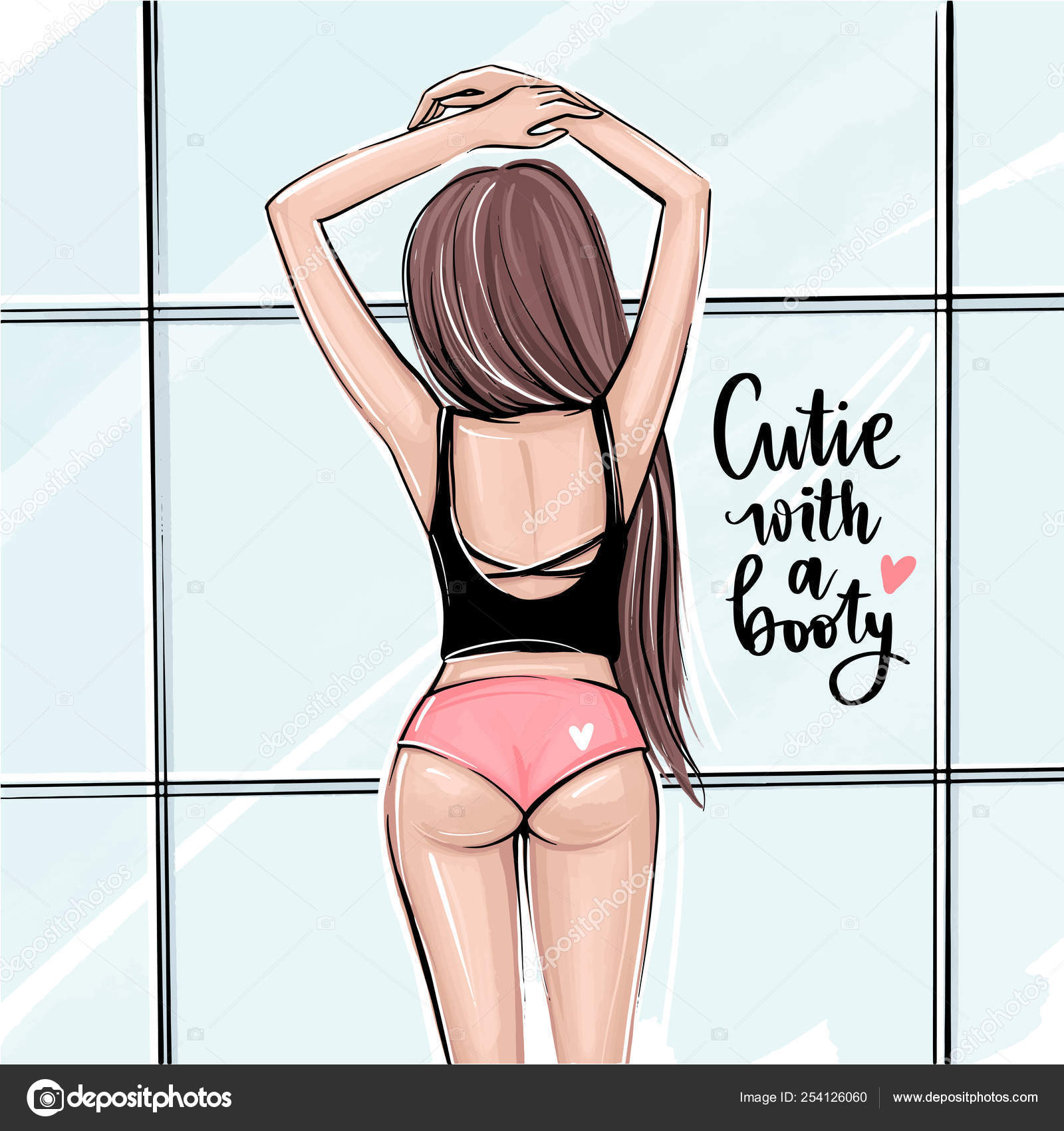 Sexy girl with gorgeous booty. Vector fashion illustration. Stock ...