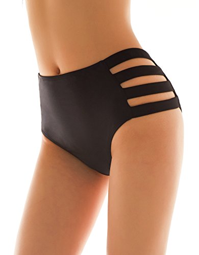 Buy SHEKINI Women's Swimsuit Briefs Solid Black Plus Size Strappy ...
