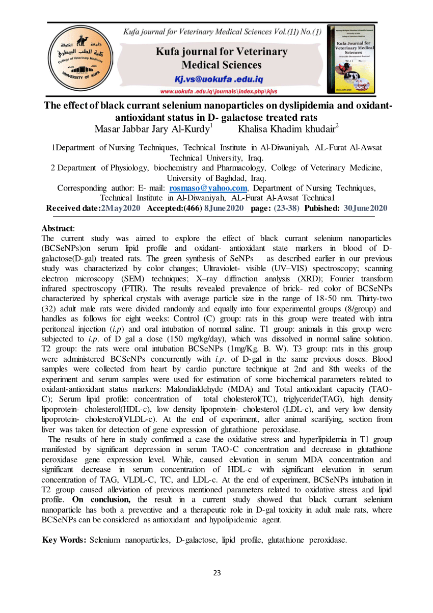 PDF) The effect of black currant selenium nanoparticles on ...