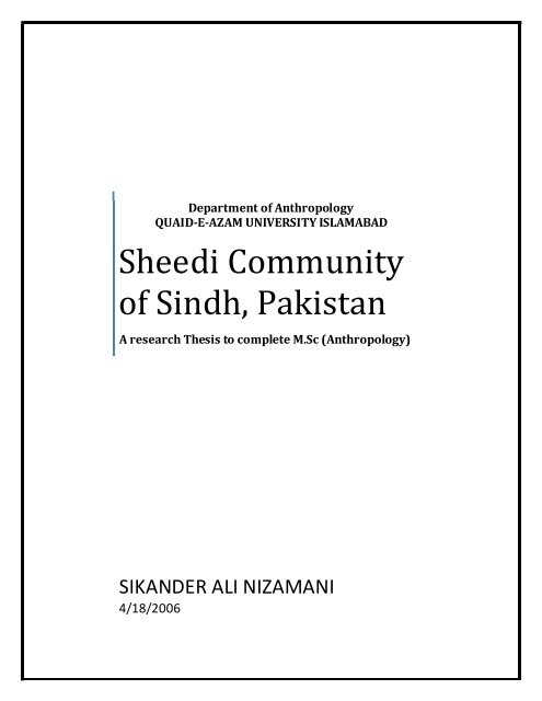 Sheedi Community in Sindh, Pakistan - Sindhi Association of North ...