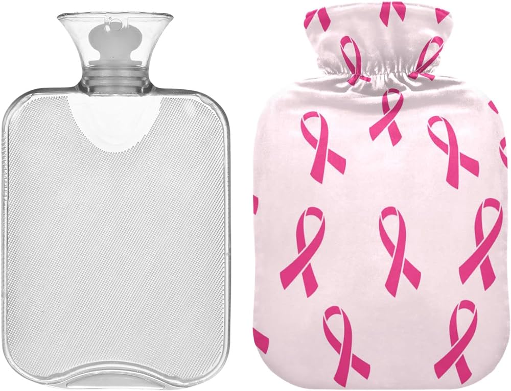 Amazon.com: Hot Water Bottle with Cover 1L Pink Ribbon Pattern Hot ...