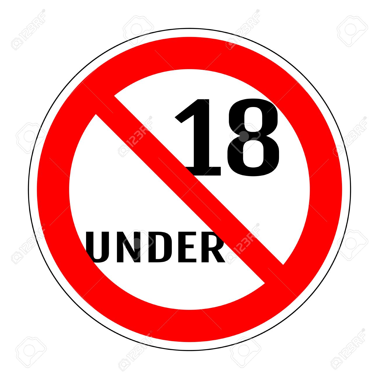 Sign No 18 Under. Adults Only Content Icon. Vector XXX Sticker ...
