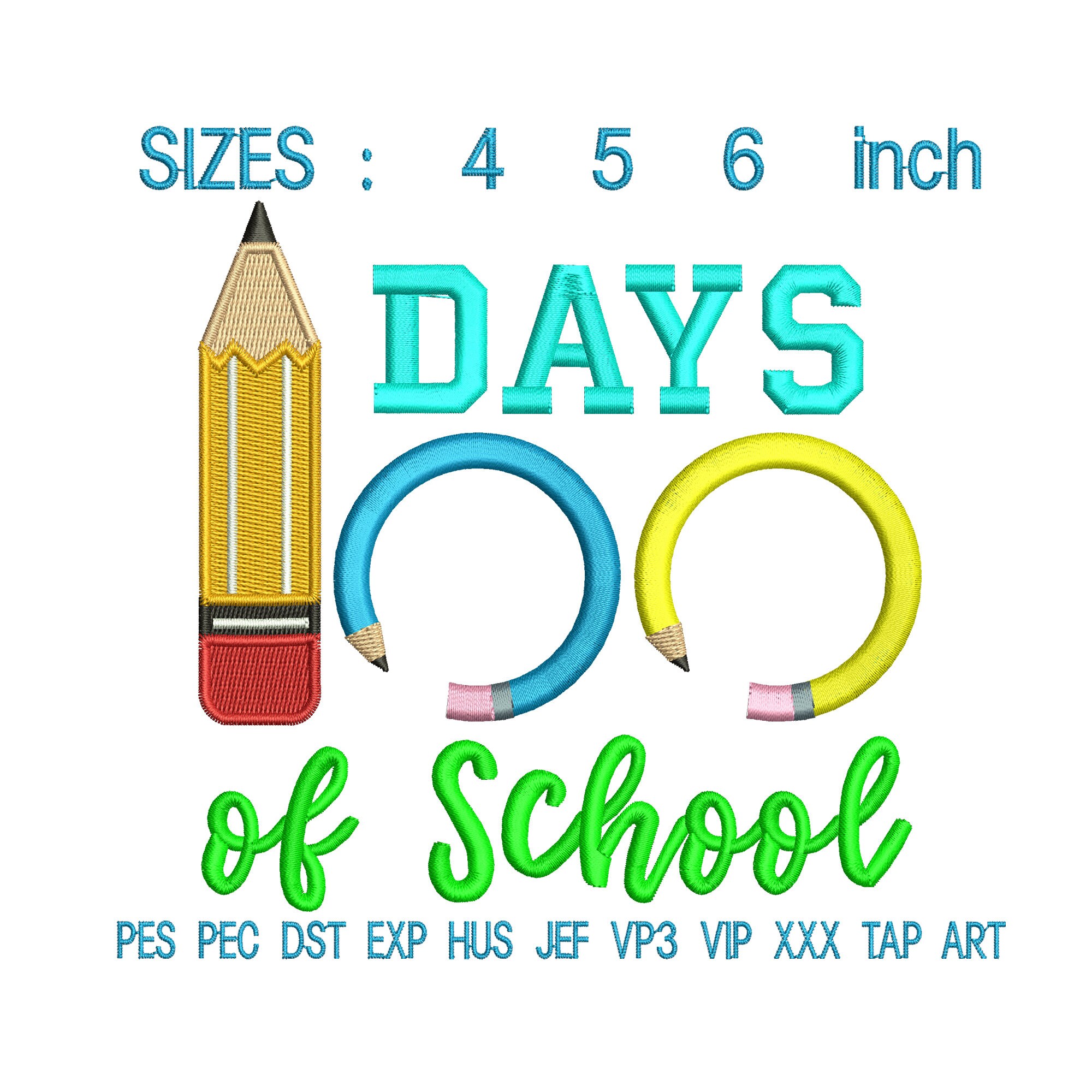 100 Days of School Embroidery Design 100 Days of School - Etsy