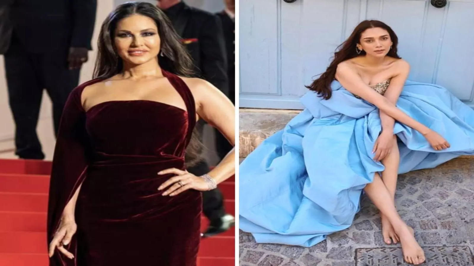 Sunny Leone: Cannes 2023: Sunny Leone mesmerises in maroon ...