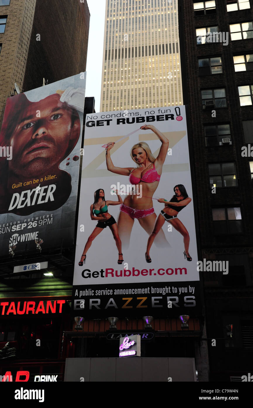 Portrait of adult entertainment Brazzers' Get Rubber billboard ...