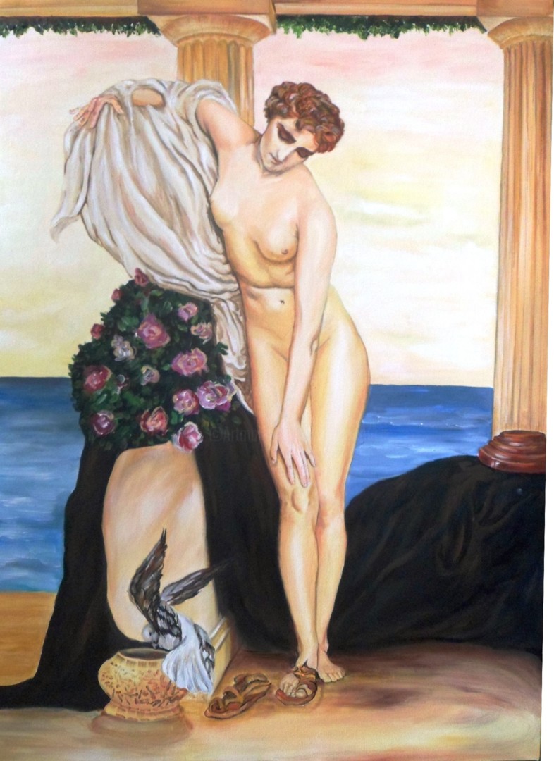 Venus-Disrobing-For The Bath, Painting by Katerina Evgenieva ...