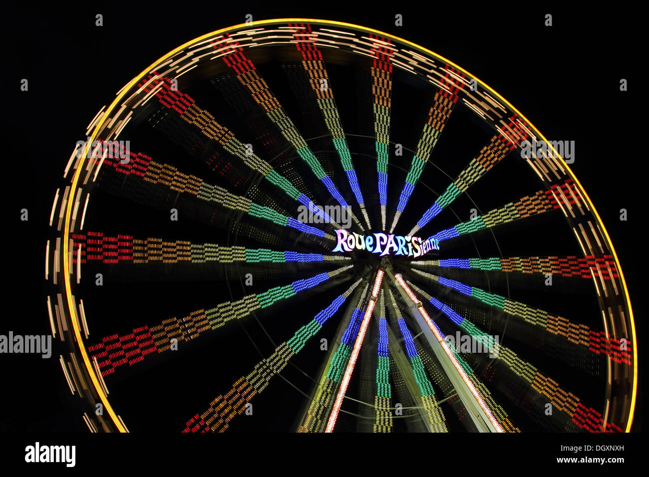 Ferris wheel at night, marksmen's festival in Biberach an der Riss ...